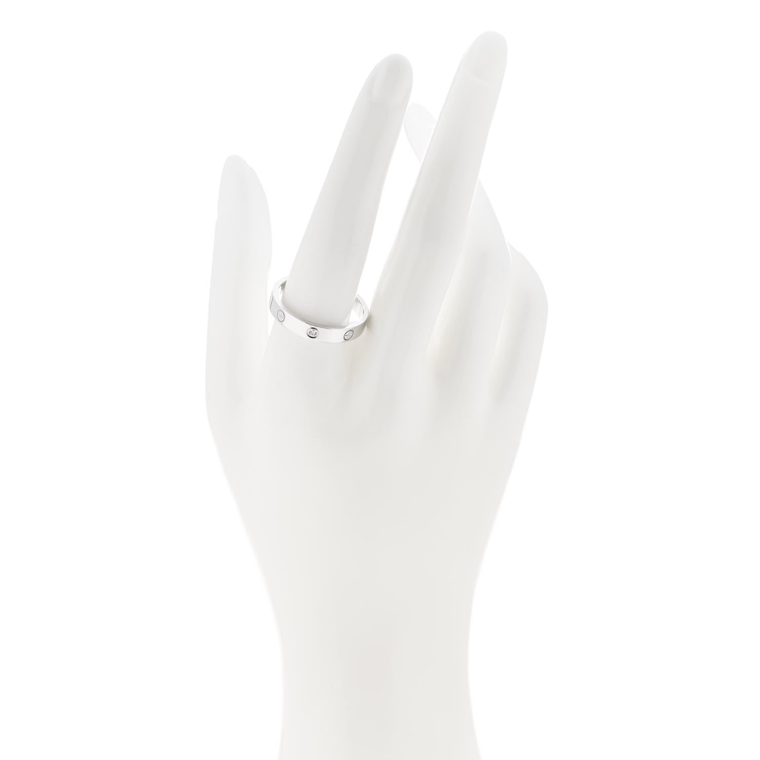 Cartier 18K White Gold Diamond 4mm LOVE Wedding Band Ring 63 10.25 2 of 5