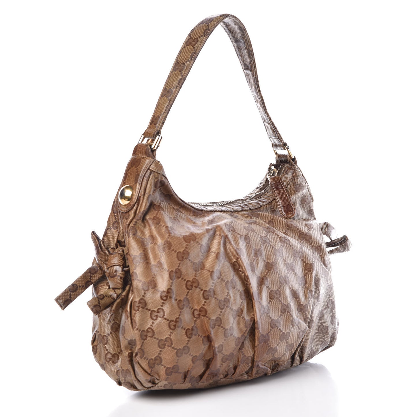 Crystal Monogram Web Hobo Brown