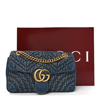 Gucci Washed Denim GG Marmont Shoulder Bag Blue 11 of 11