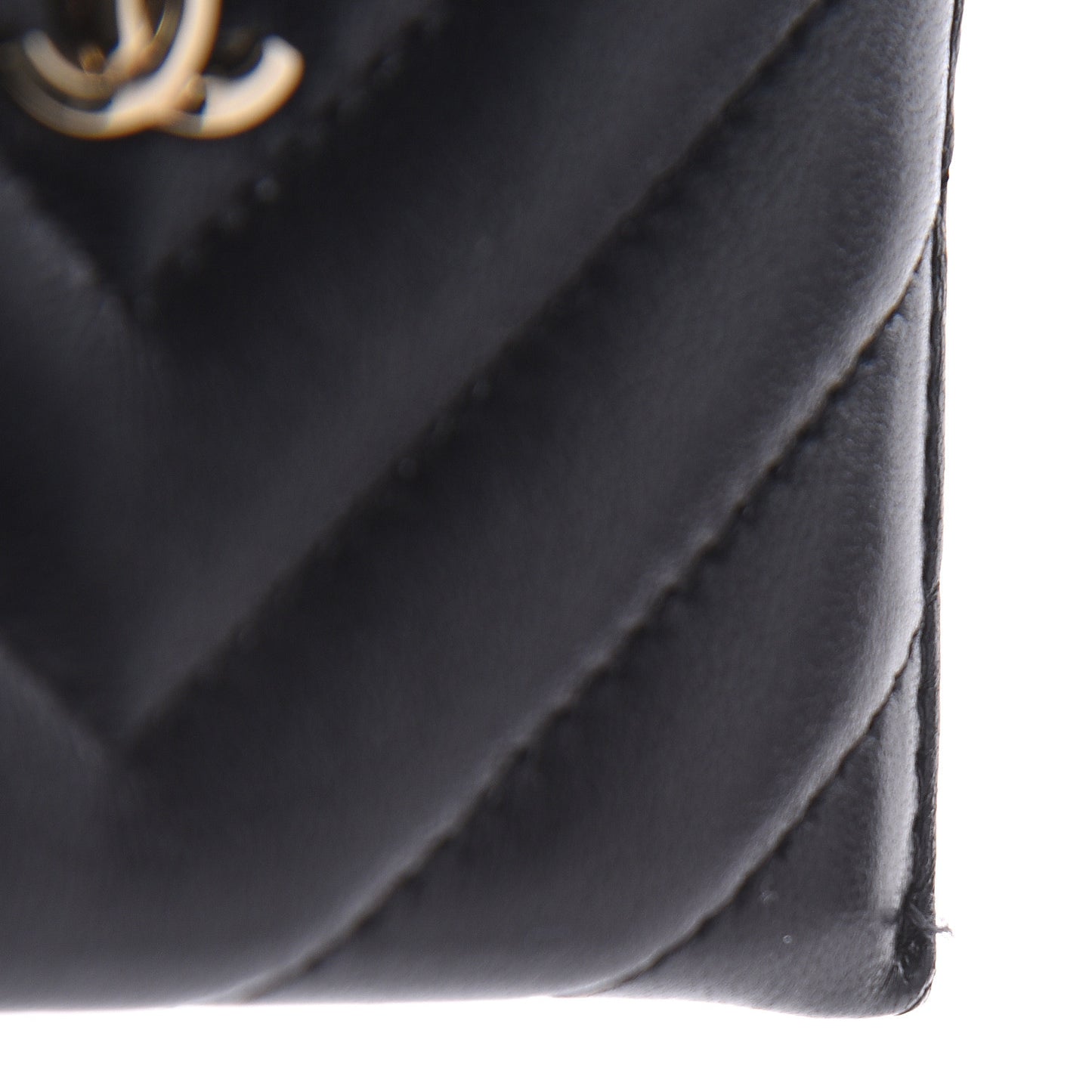 Lambskin Chevron Quilted Card Holder Black