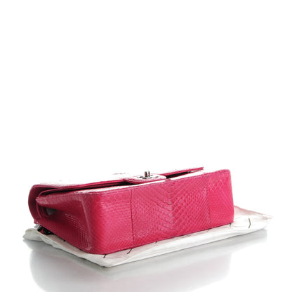 Chanel Python Jumbo Double Flap Dark Pink 4 of 13