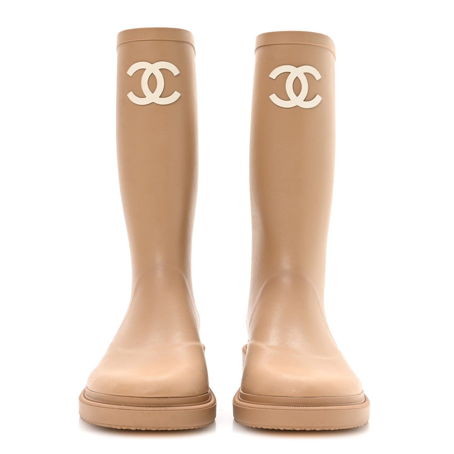 Chanel Caoutchouk CC High Boots 38 Beige 3 of 9