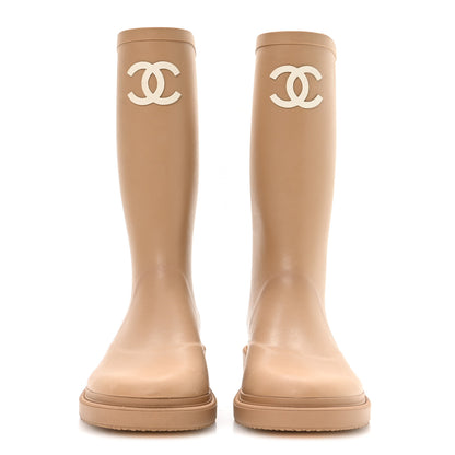 Chanel Caoutchouk CC High Boots 38 Beige 3 of 9