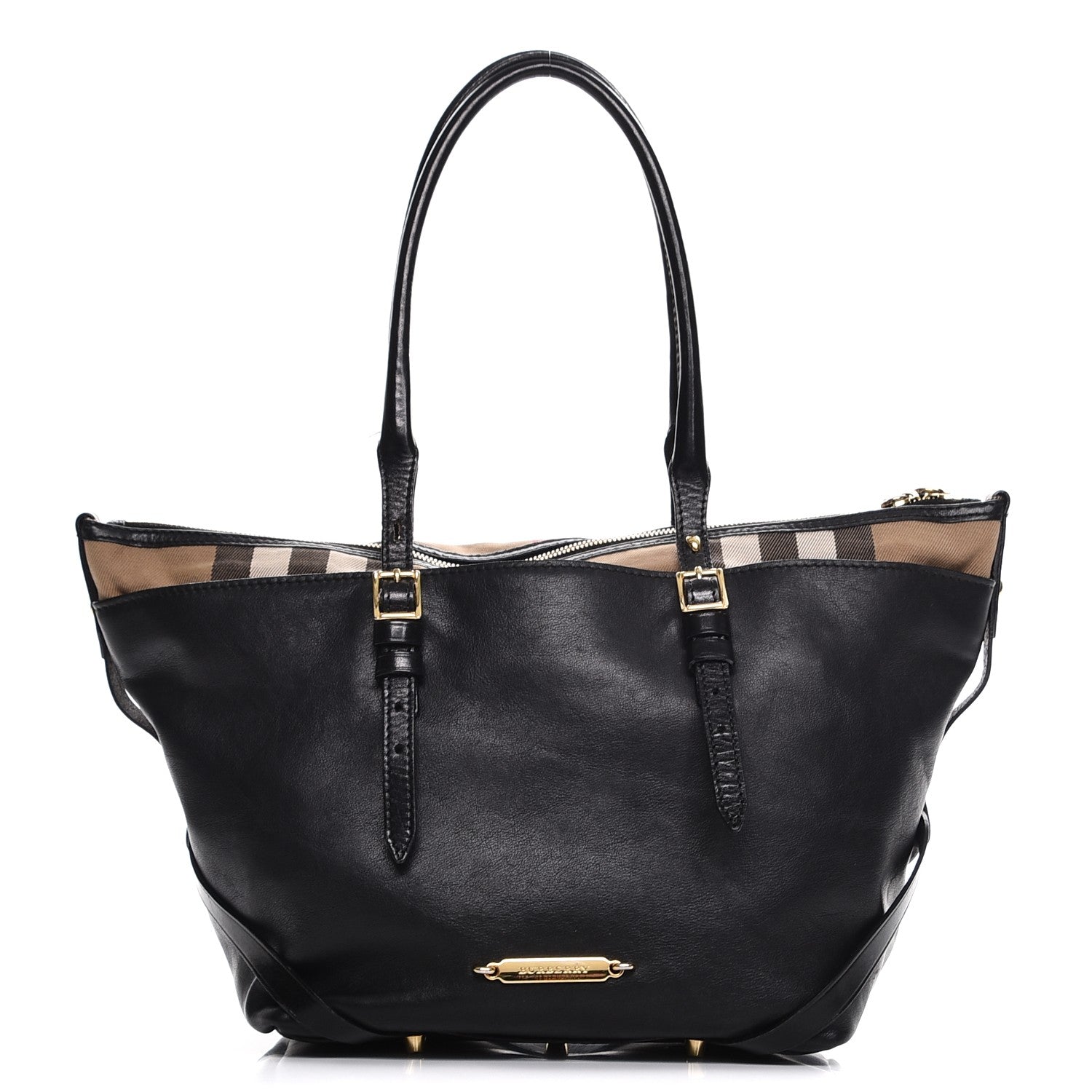 Burberry Calfskin House Check Small Salisbury Tote Black 1 of 19