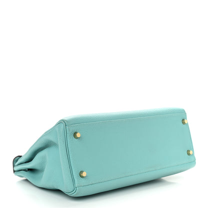 Hermes Togo Kelly Retourne 32 Bleu Atoll 4 of 17