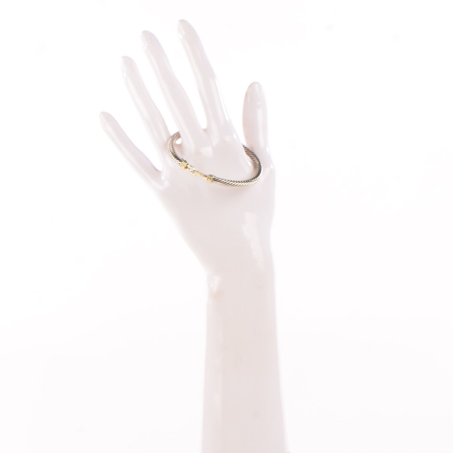 David Yurman Sterling Silver 14K Yellow Gold 5mm Cable Classic Buckle Bracelet 2 of 6