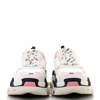 Balenciaga Fabric Mesh Washed Effect Womens Triple S Sneakers 40 Pink White Black 2 of 12