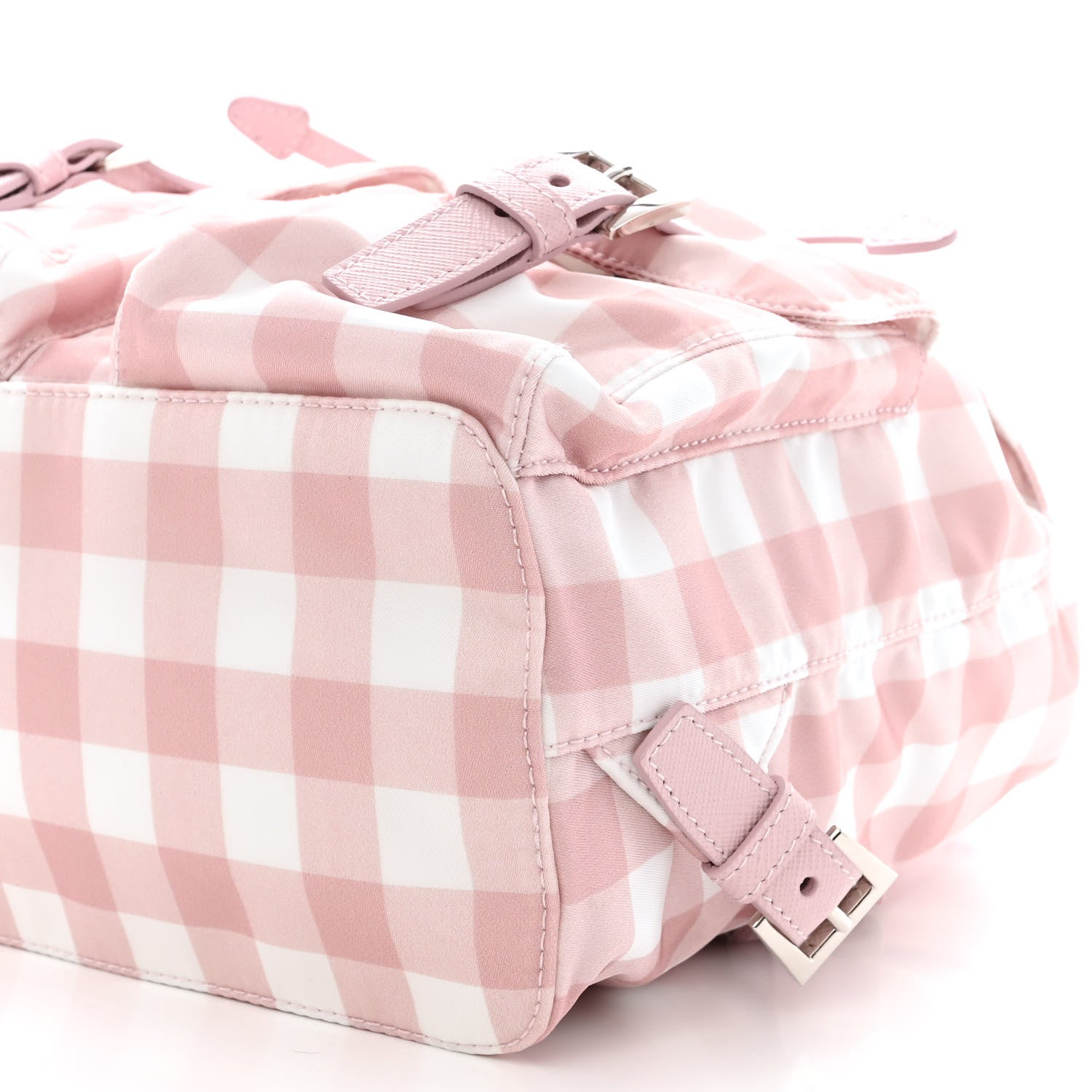Prada Re-Nylon Saffiano Gingham Print Small Backpack Alabastro