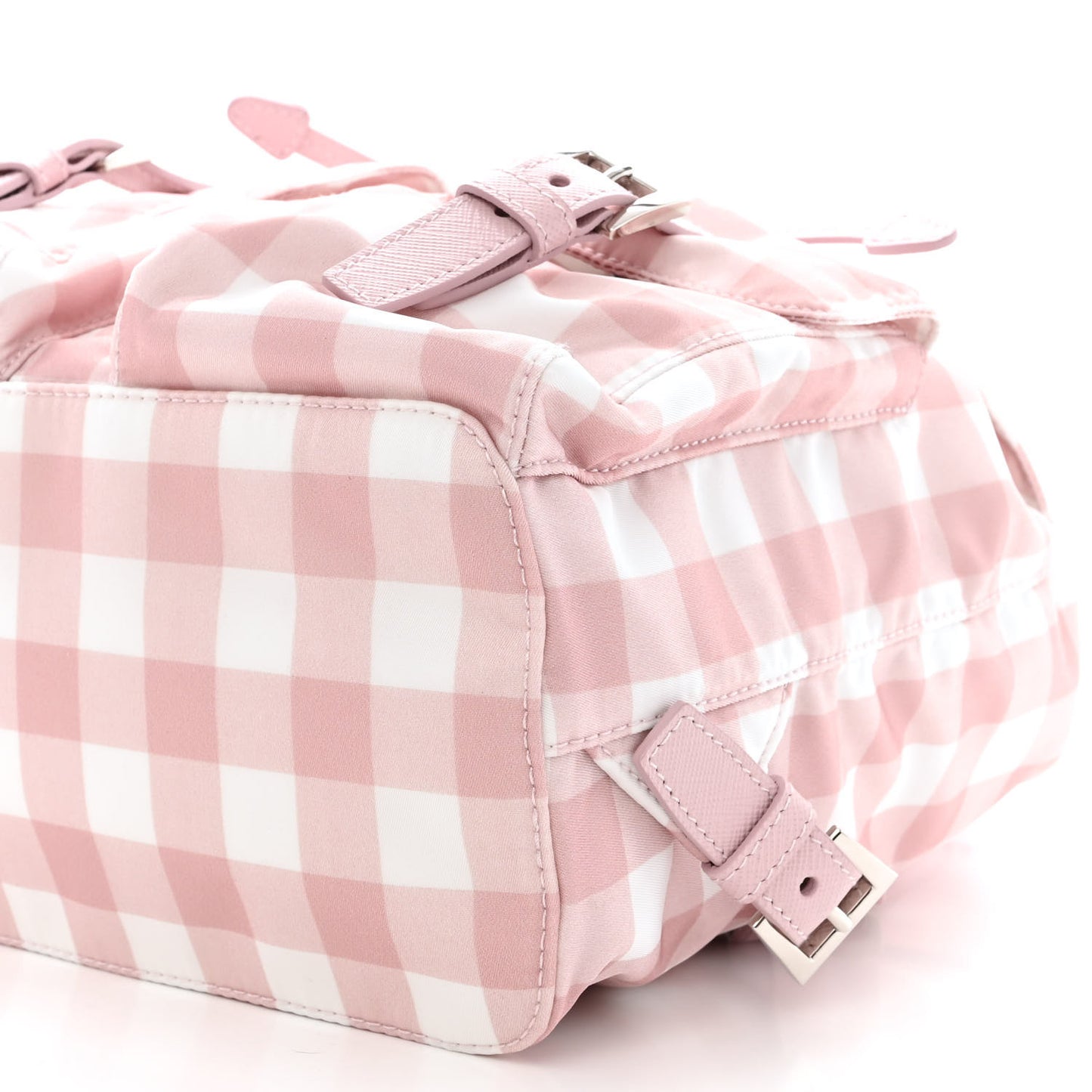 Re-Nylon Saffiano Gingham Print Small Backpack Alabastro