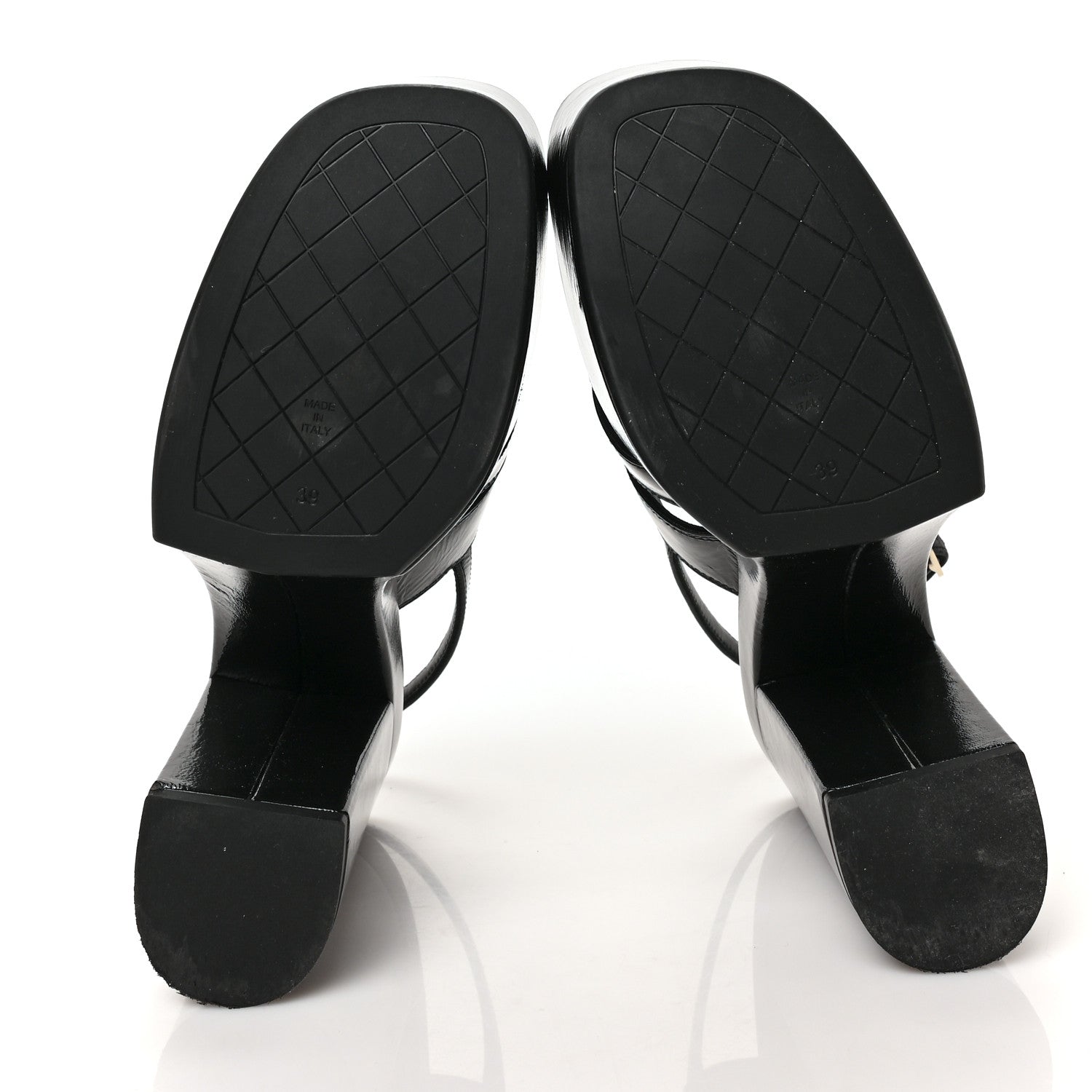 Chanel Crumpled Patent Lambskin Platform Sandals 38.5 Black 5 of 8