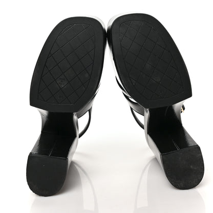 Chanel Crumpled Patent Lambskin Platform Sandals 38.5 Black 5 of 8
