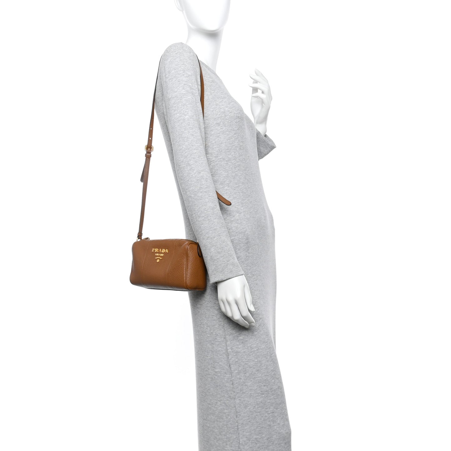 Vitello Phenix Barrel Shoulder Bag Cannella