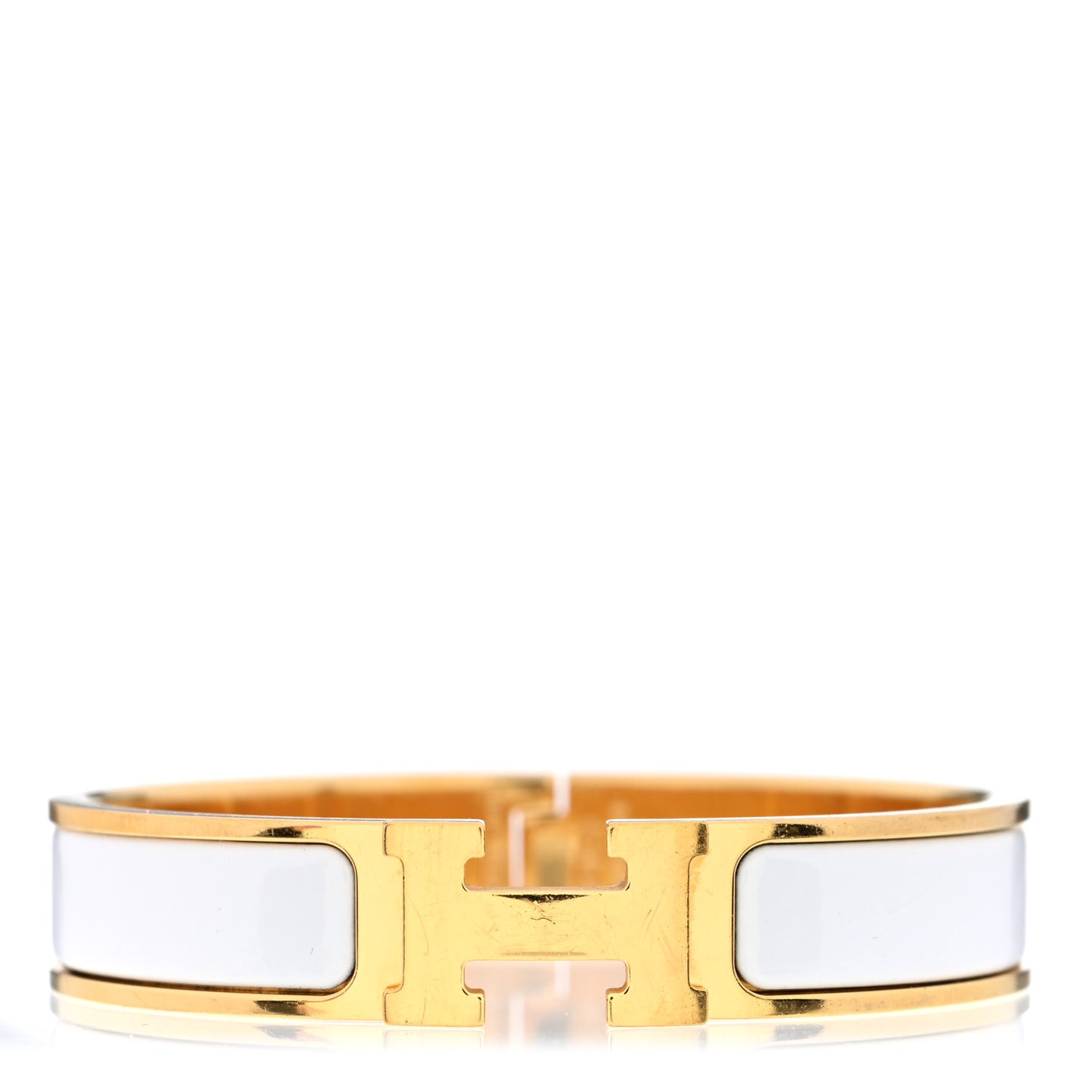 Enamel Narrow Clic Clac H Bracelet PM White