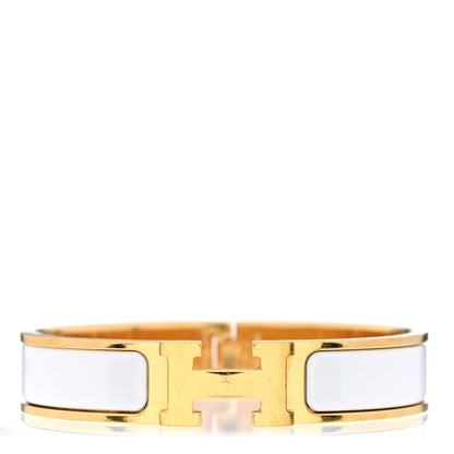 Hermes Enamel Narrow Clic Clac H Bracelet PM White 1 of 4