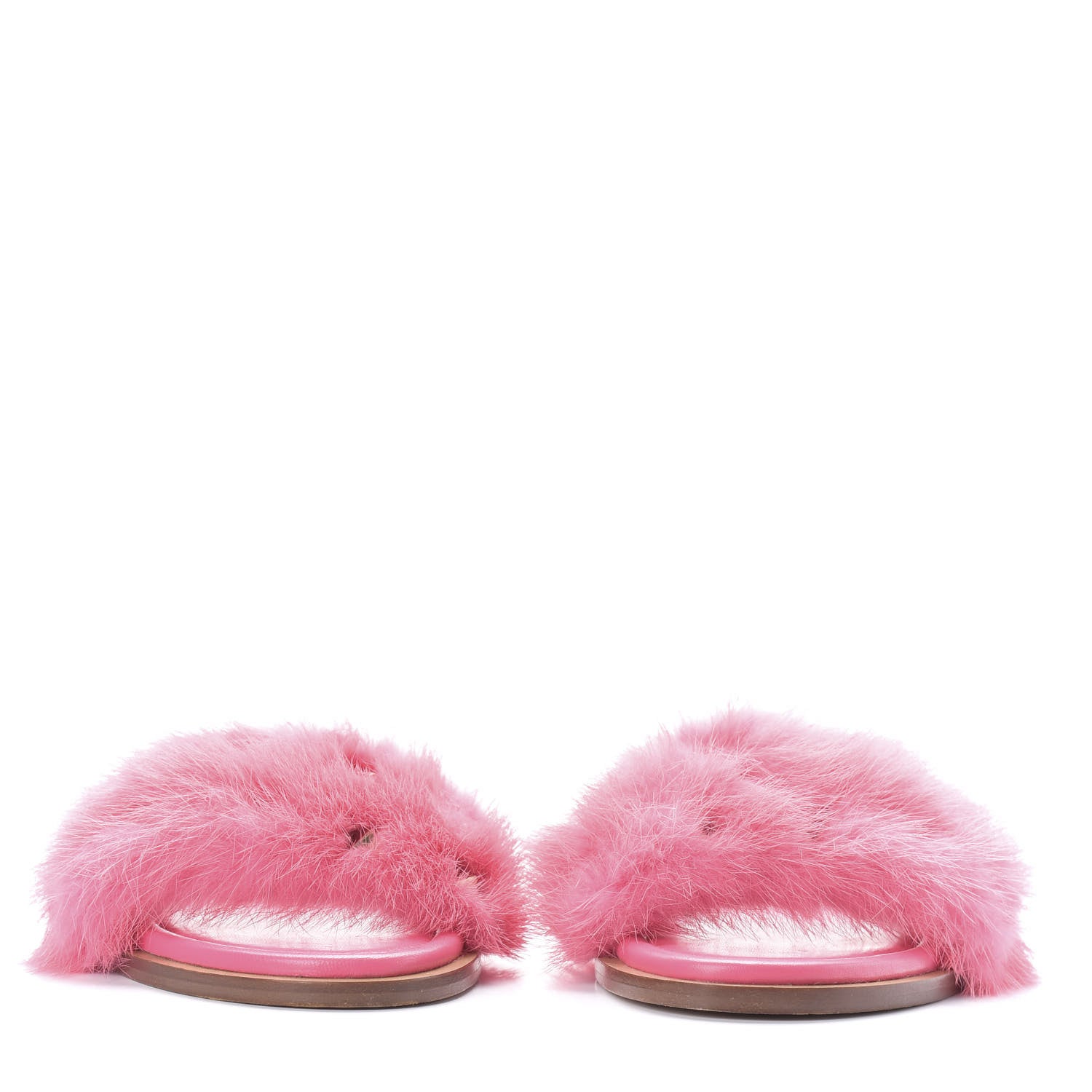 Valentino Garavani Mink Fur Rockstud Flat Slide Sandals 37 Shadow Pink 5 of 10
