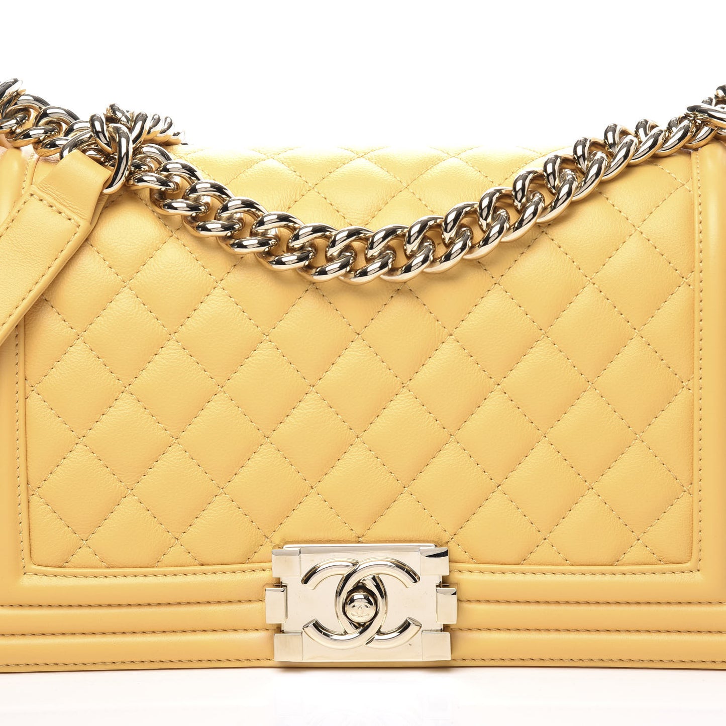 Calfskin Quilted Medium Boy Flap Yellow