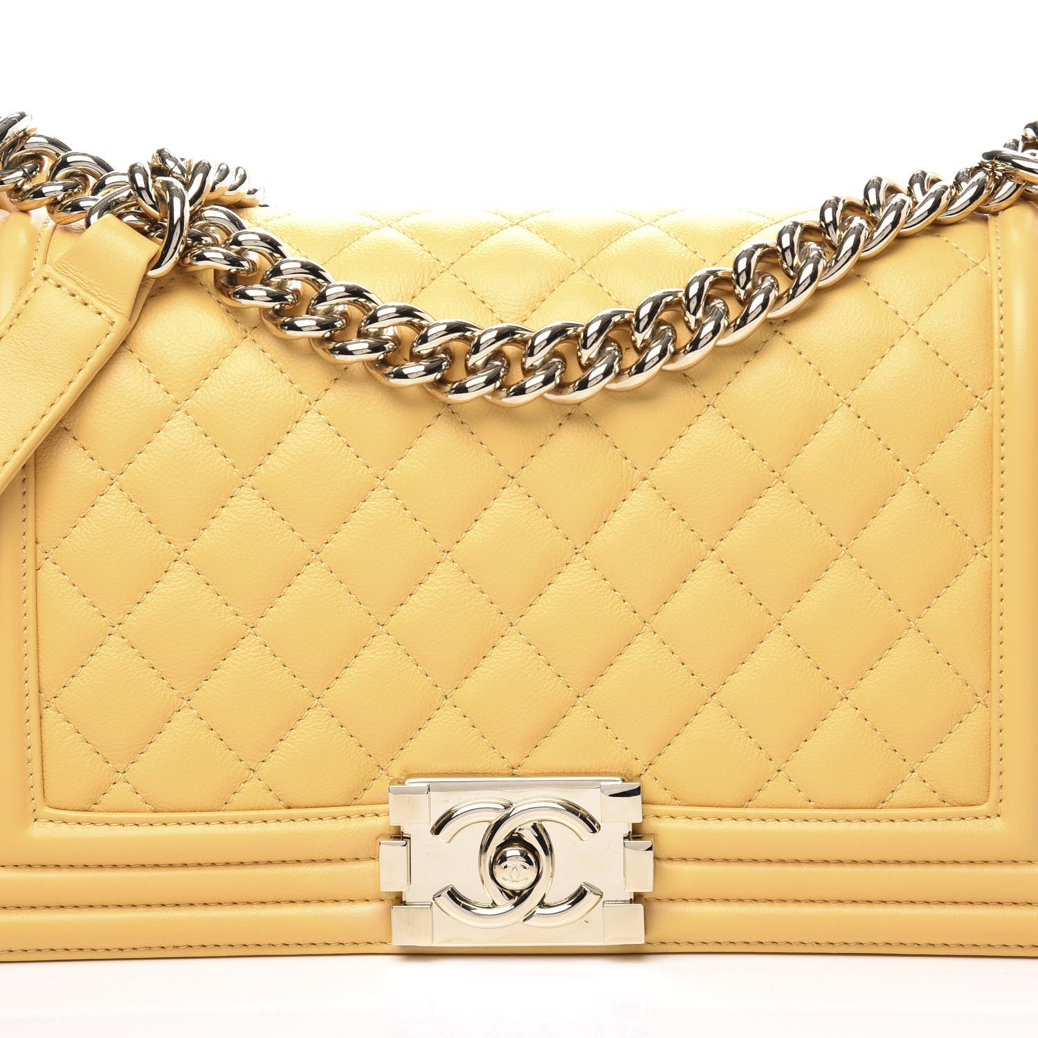 Chanel Calfskin Quilted Medium Boy Flap Yellow 9 of 9