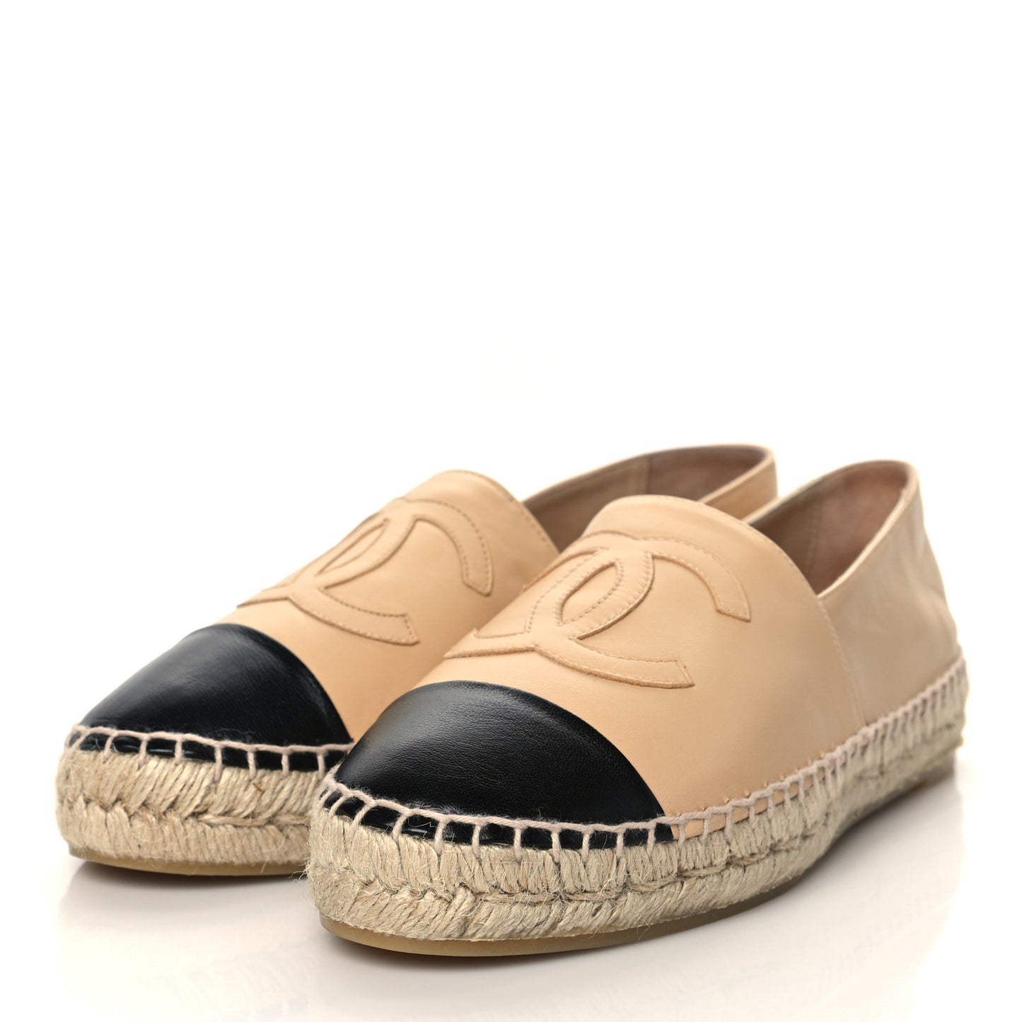 Lambskin CC Espadrilles 38 Beige Black