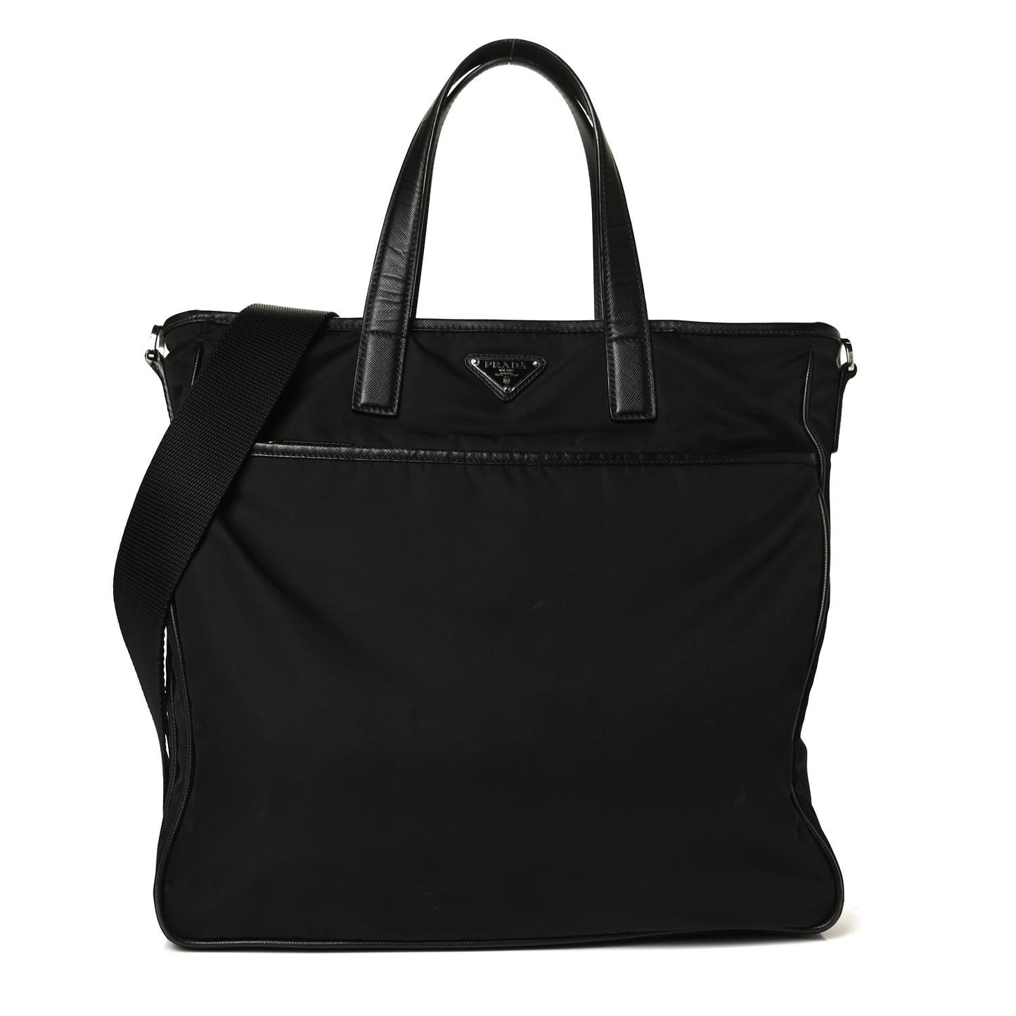 Tessuto Nylon Saffiano Shopping Tote Black