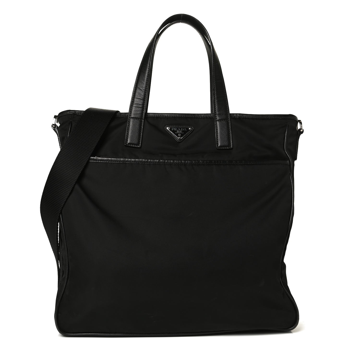 Prada Tessuto Nylon Saffiano Shopping Tote Black 1 of 15