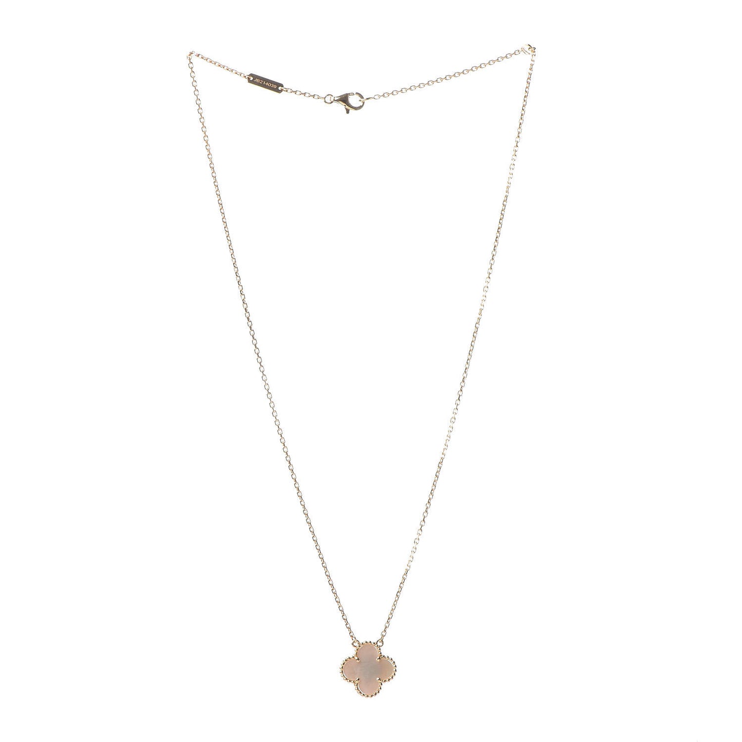 18K Yellow Gold Mother of Pearl Vintage Alhambra Pendant Necklace