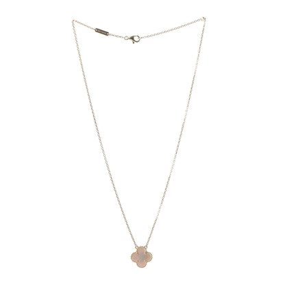 Van Cleef & Arpels 18K Yellow Gold Mother of Pearl Vintage Alhambra Pendant Necklace 3 of 7
