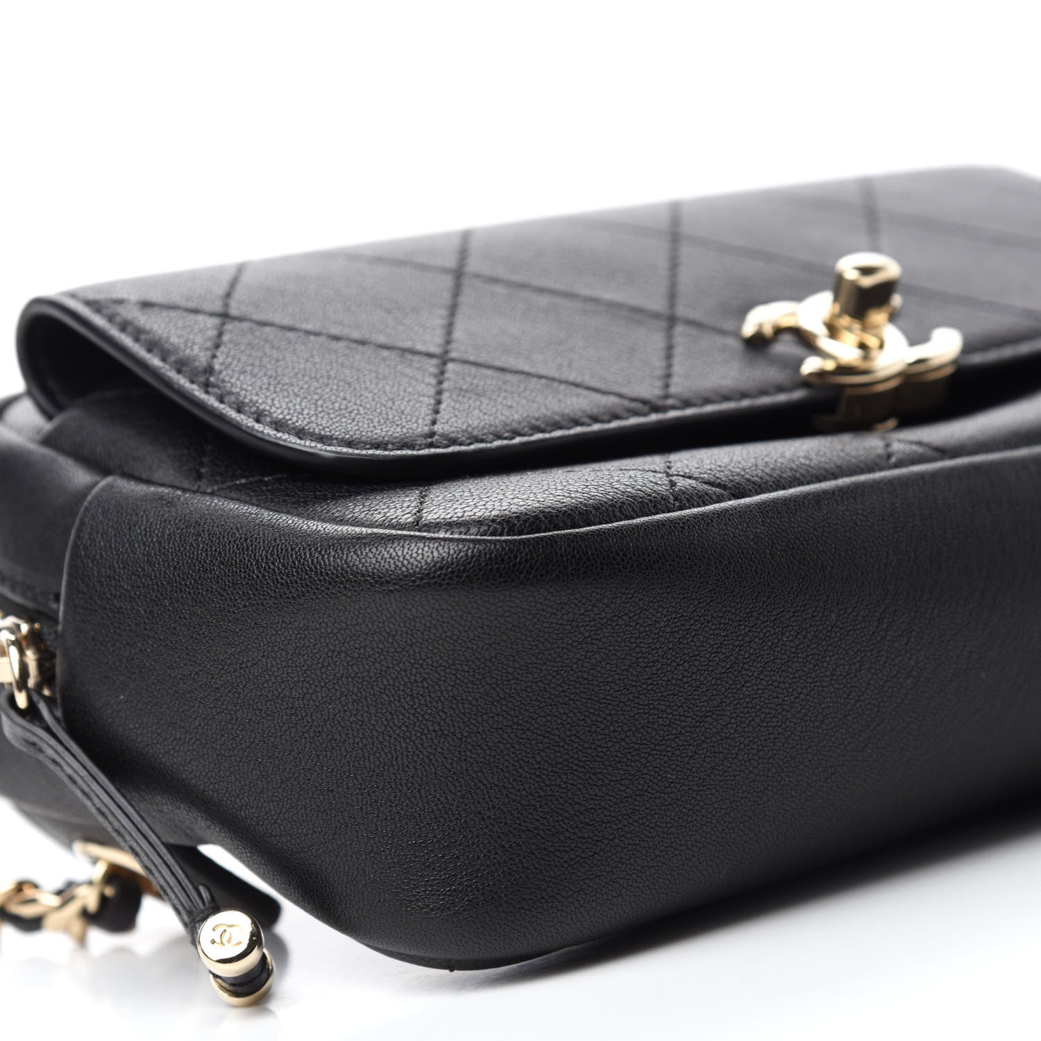 Chanel Calfskin Stitched Casual Trip Waist Bag Black 6 of 11