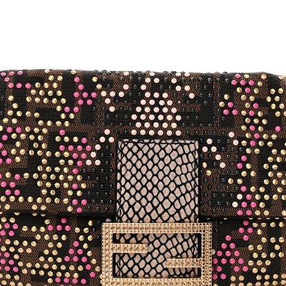 Fendi Zucca Snakeskin Studded Baguette Tobacco Multicolor 7 of 9
