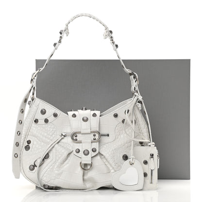 Balenciaga Extra Supple Calfskin Crocodile Embossed Medium Le Cagole Shoulder Bag White 13 of 13