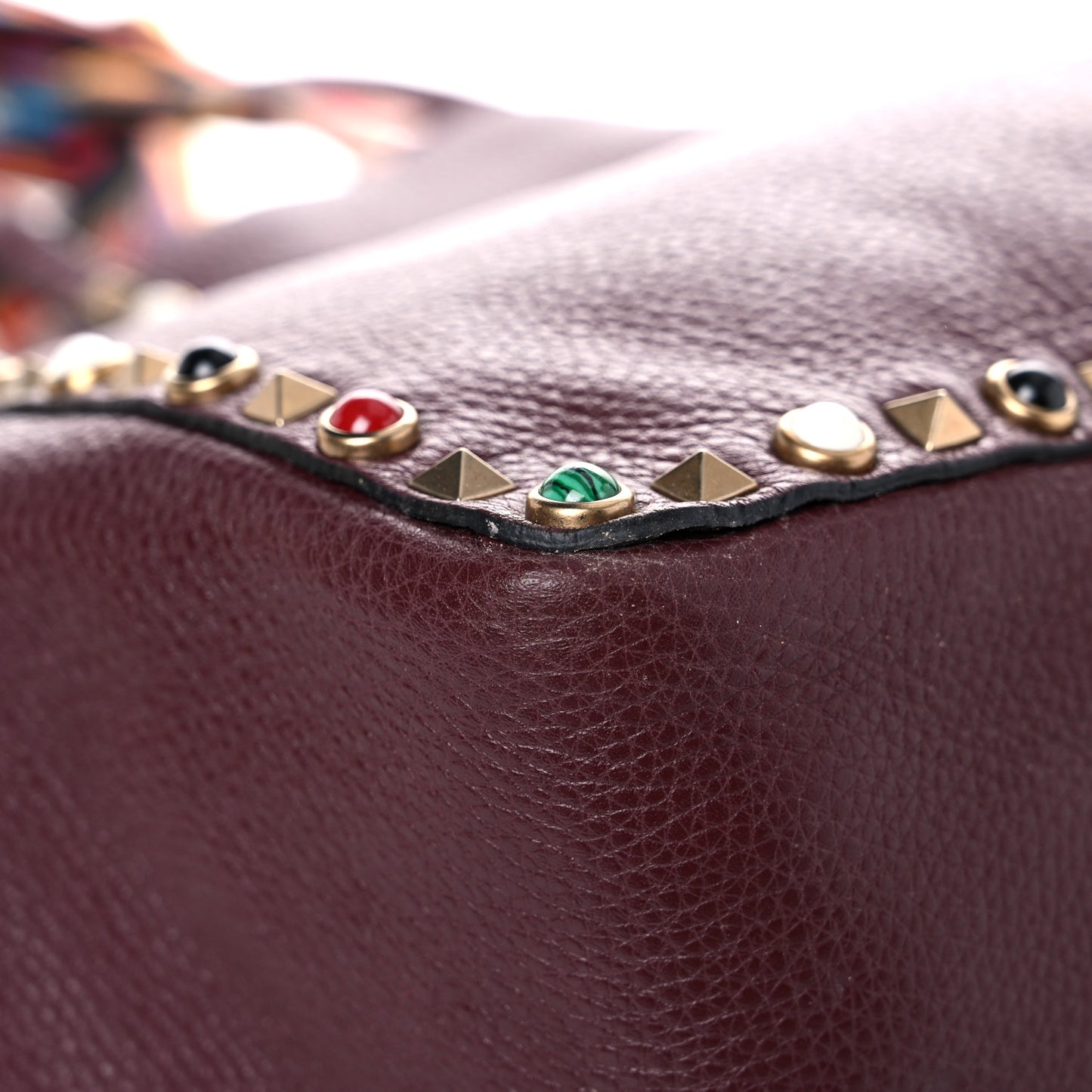 Stampa Alce Calfskin Medium Guitar Strap Rockstud Rolling Reversible Tote Light Cuir Rubin