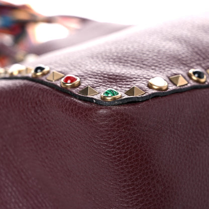 Valentino Garavani Stampa Alce Calfskin Medium Guitar Strap Rockstud Rolling Reversible Tote Light Cuir Rubin 18 of 29