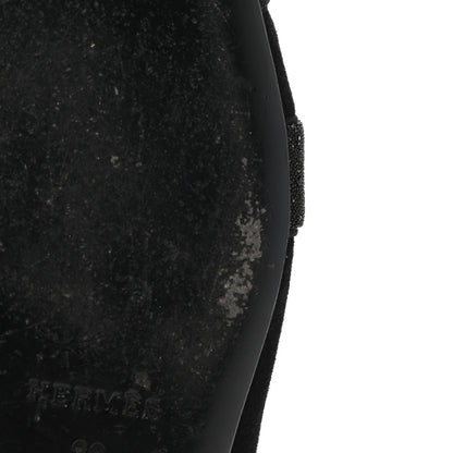 Hermes Satin Suede Goatskin Crystal Roxane Mules 39 Black 11 of 12