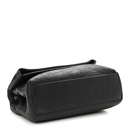 Saint Laurent Calfskin Crocodile Embossed Medium West Hollywood Monogram Fold-Over Black 4 of 14