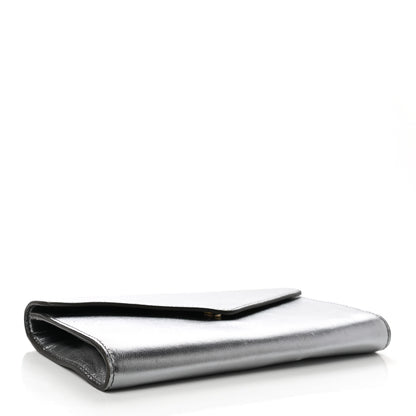 Saint Laurent Metallic Calfskin Y-Mail Clutch Silver 5 of 12