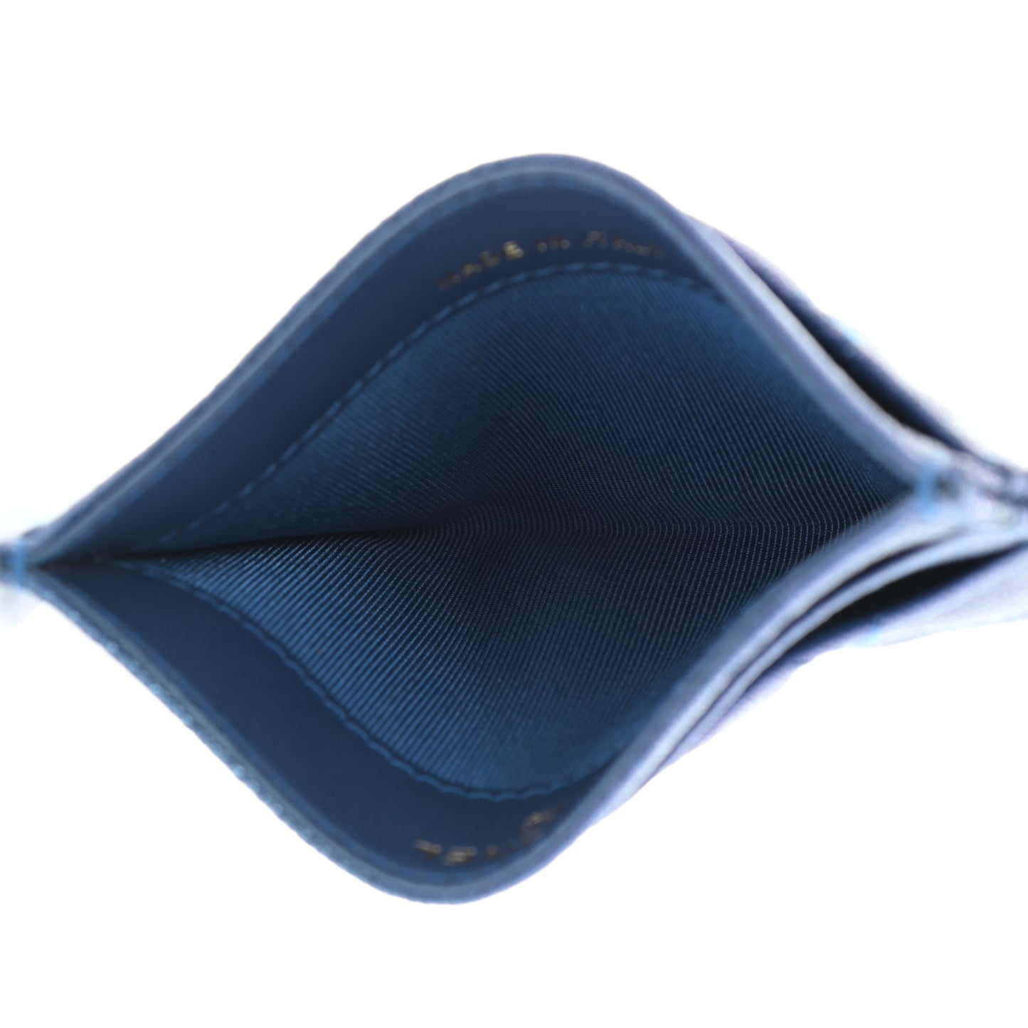 Iridescent Caviar Quilted Card Holder Dark Blue