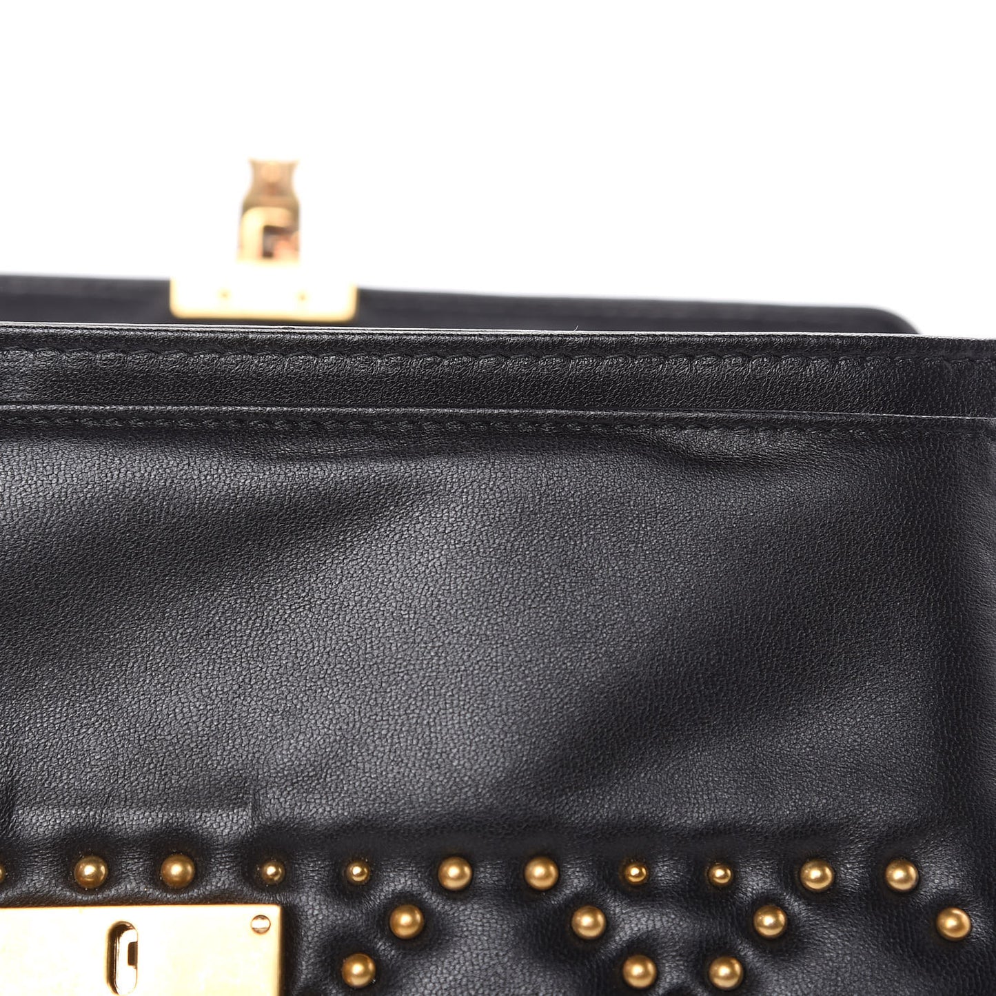 Lambskin Cannage Studded Dioraddict Wallet on Chain Black