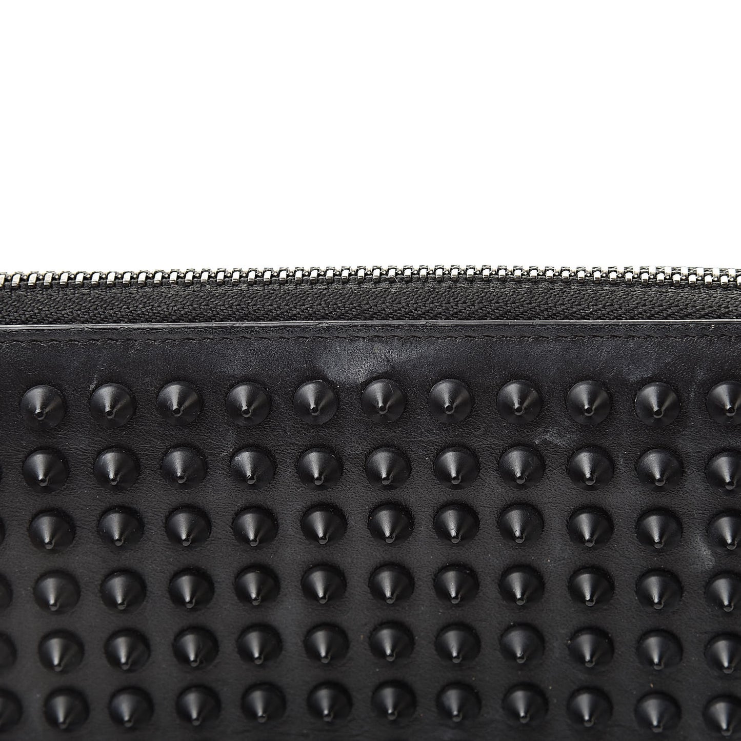 Calfskin Panettone Spiked Zip Around Wallet Black