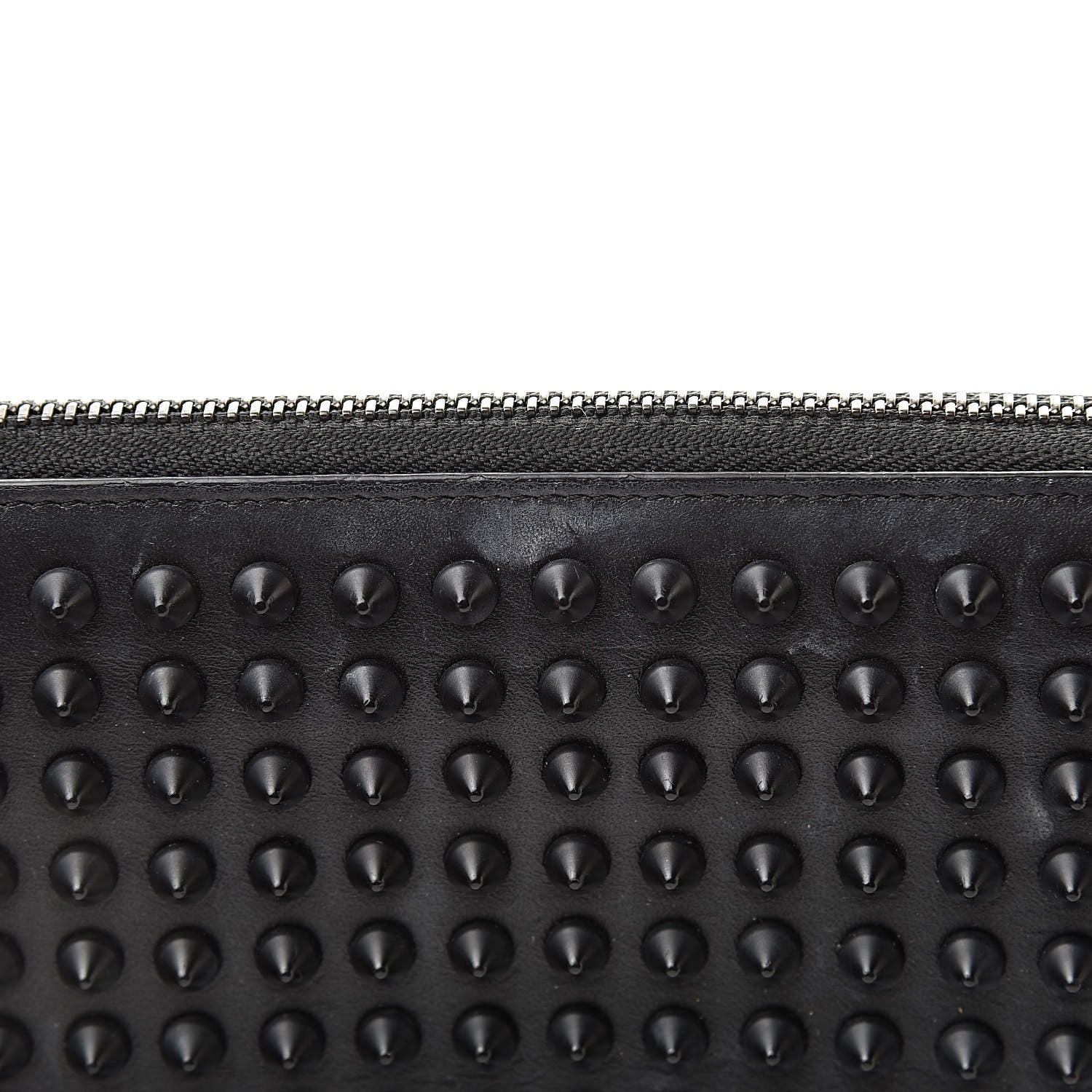 Christian Louboutin Calfskin Panettone Spiked Zip Around Wallet Black 8 of 10