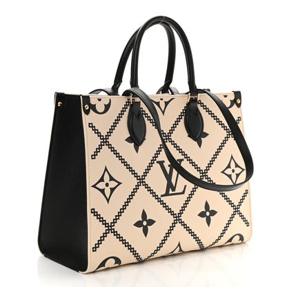 Louis Vuitton Empreinte Monogram Giant Broderies Onthego MM Cream Black 3 of 9