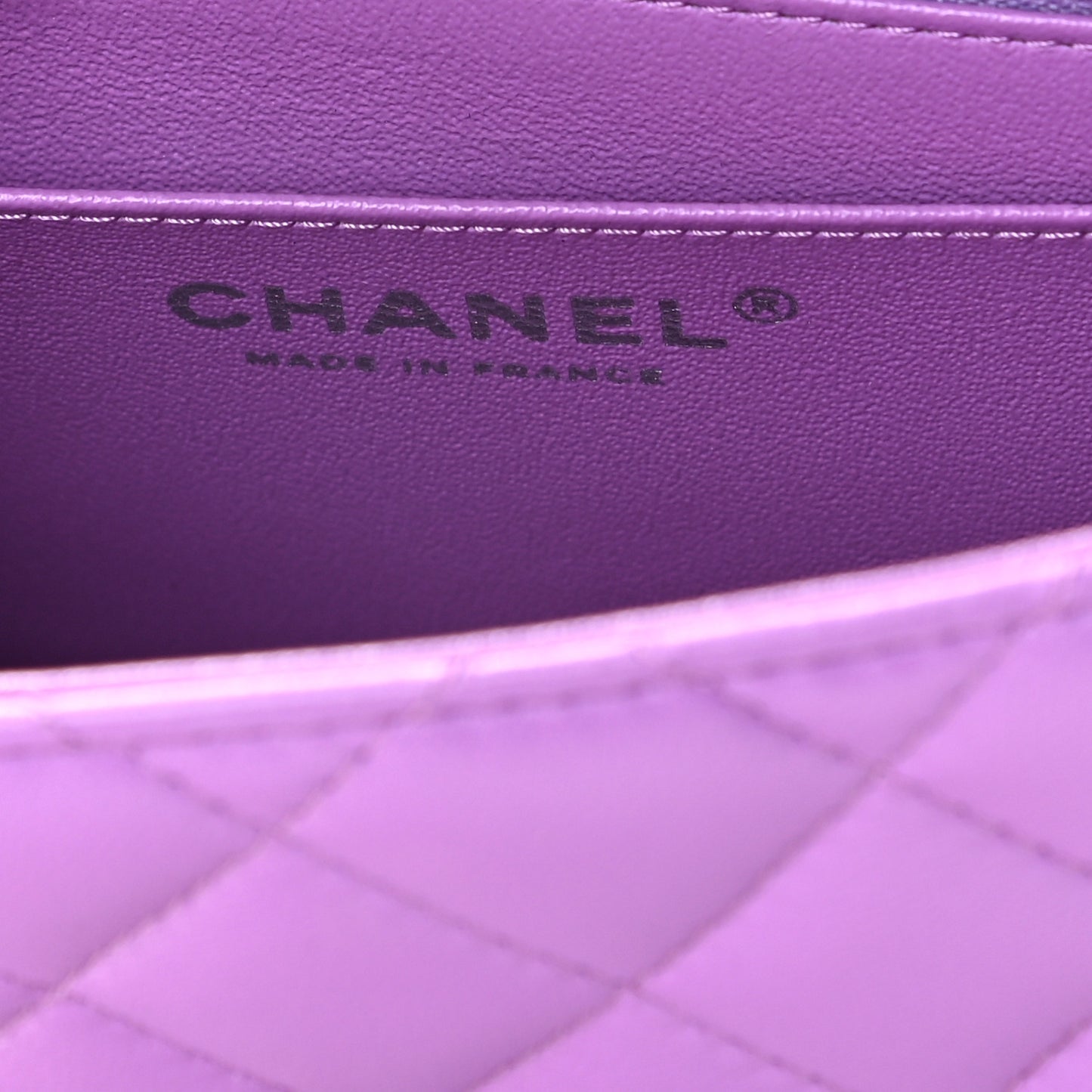Lambskin Quilted Mini Square Flap Purple
