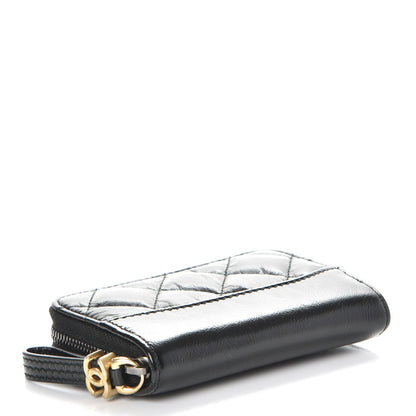 Chanel Aged Calfskin Quilted Gabrielle Zip Around Coin Purse Wallet Black 4 of 8