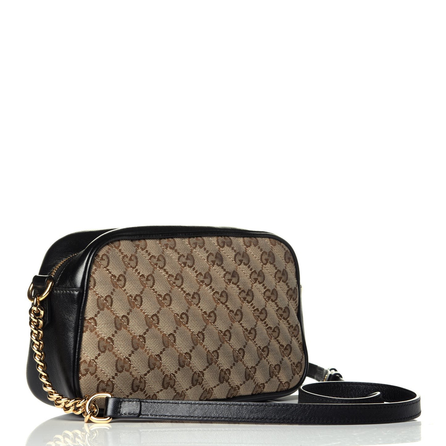 Monogram Matelasse Diagonal Small GG Marmont Chain Shoulder Bag Beige Black