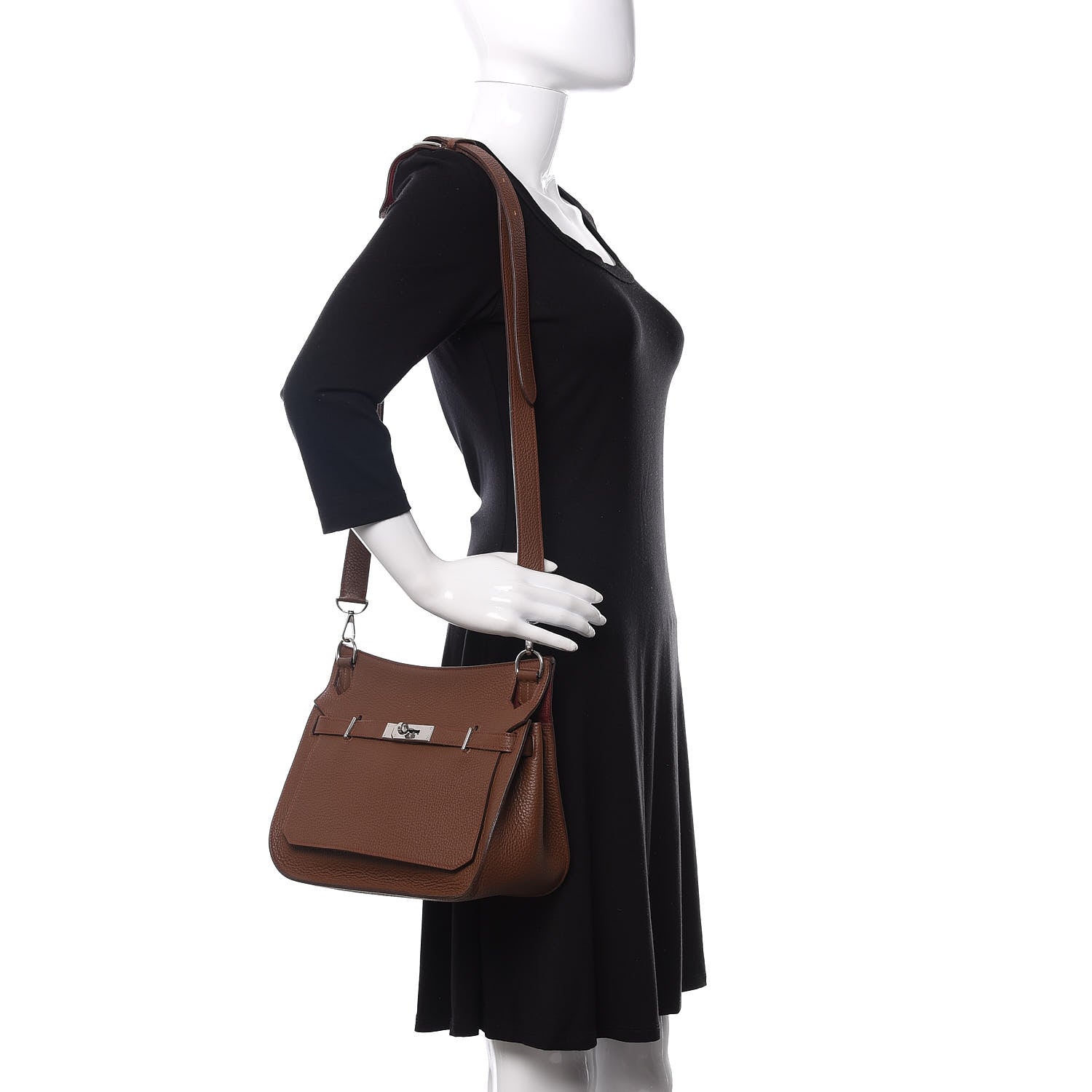 Hermes Taurillon Clemence Jypsiere 28 Marron D'Inde Rouge H 3 of 9