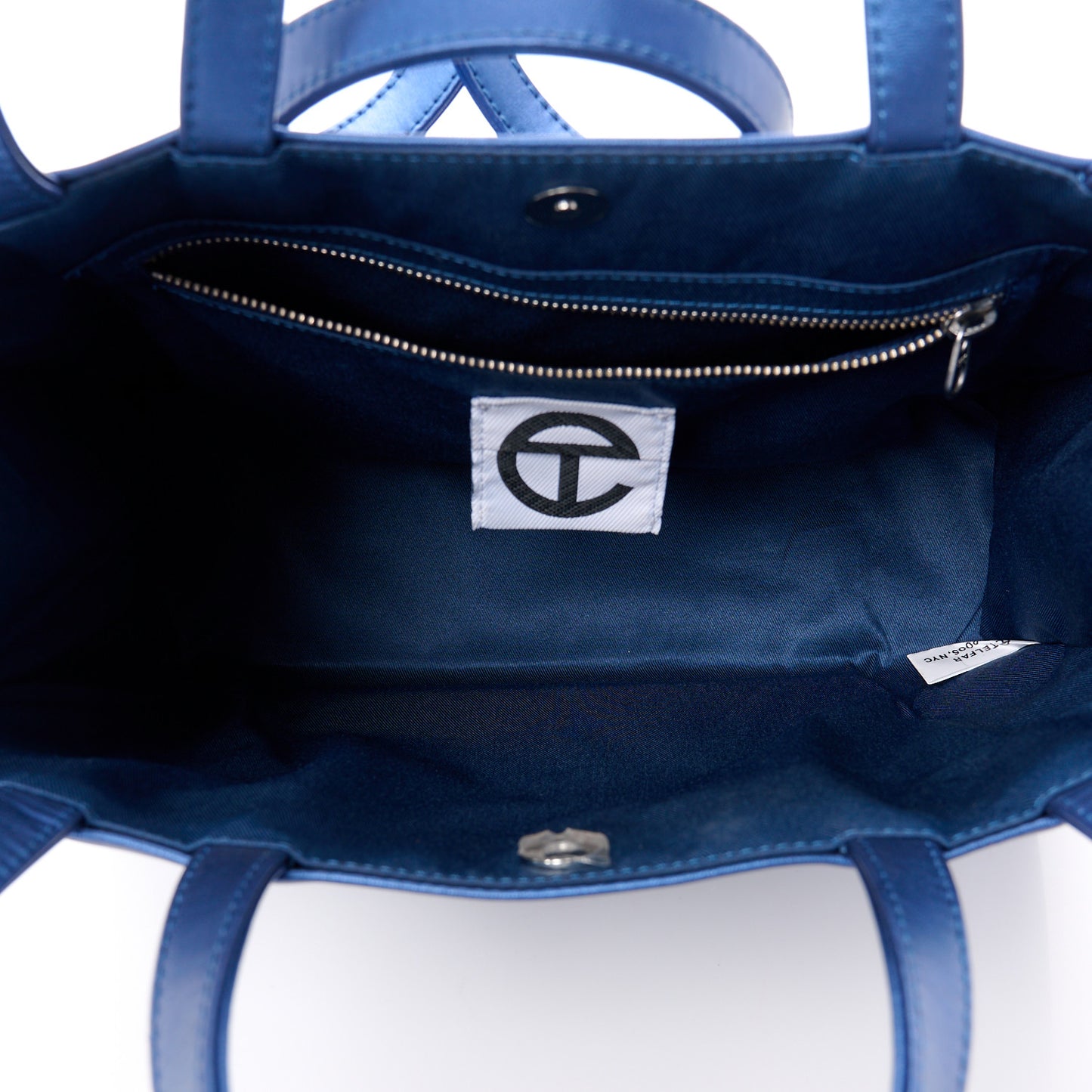 Metallic Vegan Leather Medium Shopping Bag Cobalt