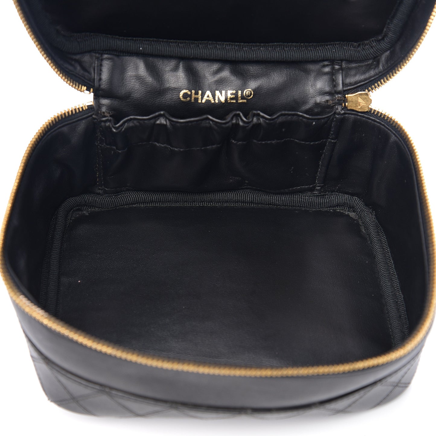 Lambskin Vanity Cosmetic Case Black