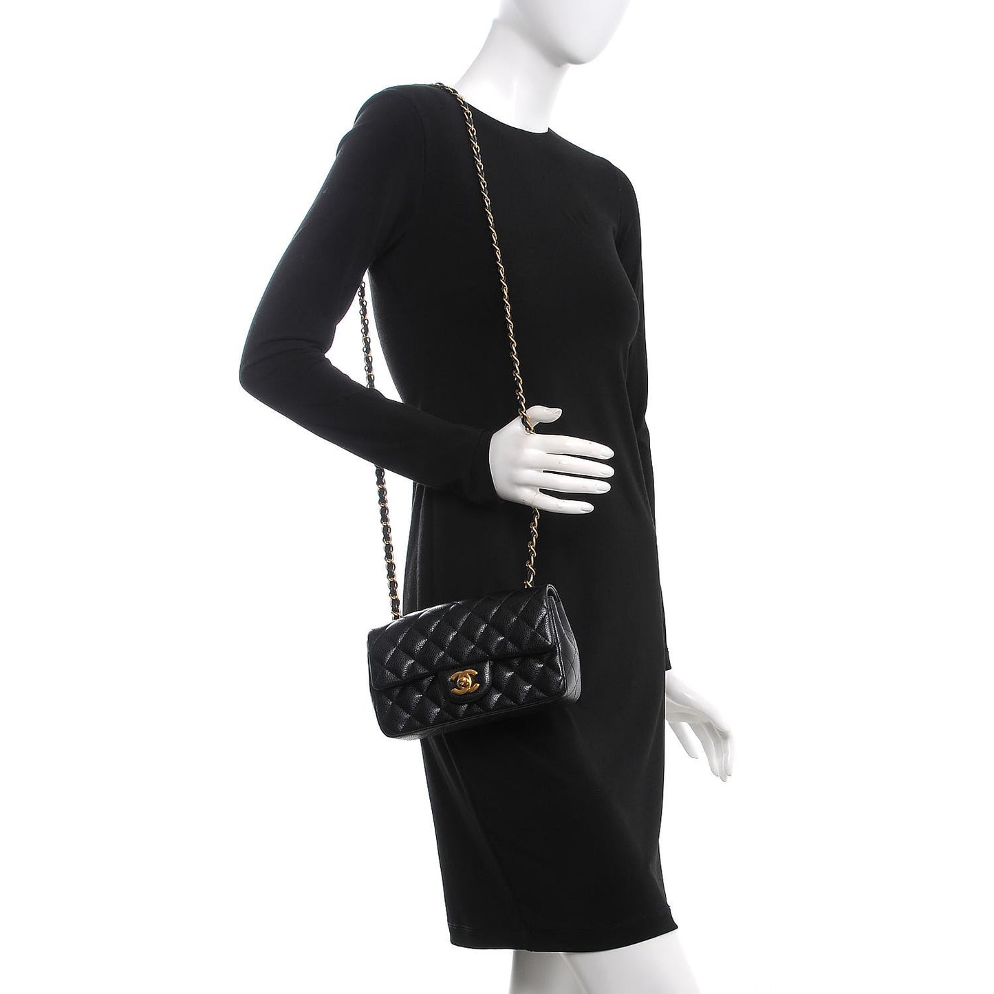 Caviar Quilted Mini Rectangular Flap Black