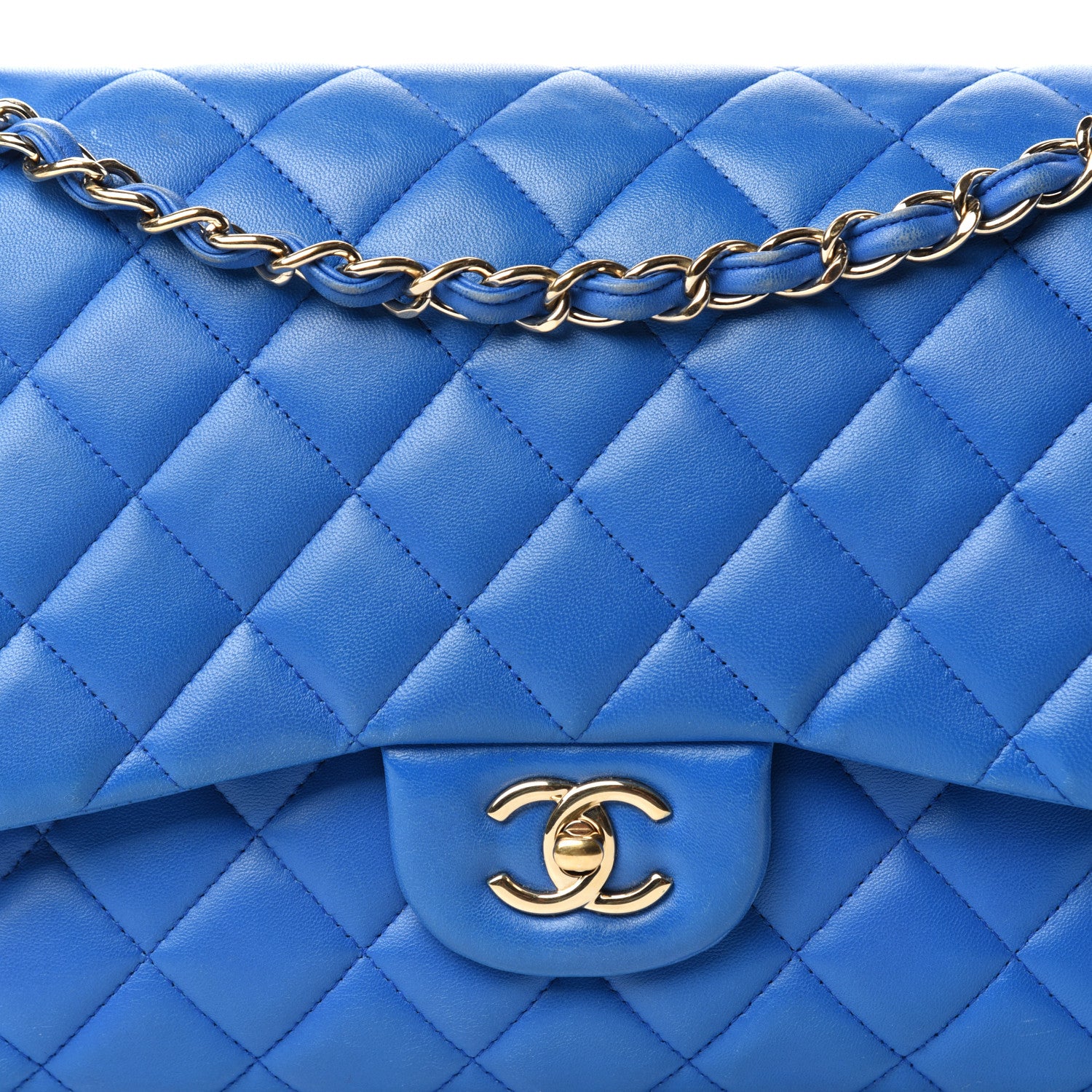 Chanel Lambskin Quilted Jumbo Double Flap Blue 10 of 10