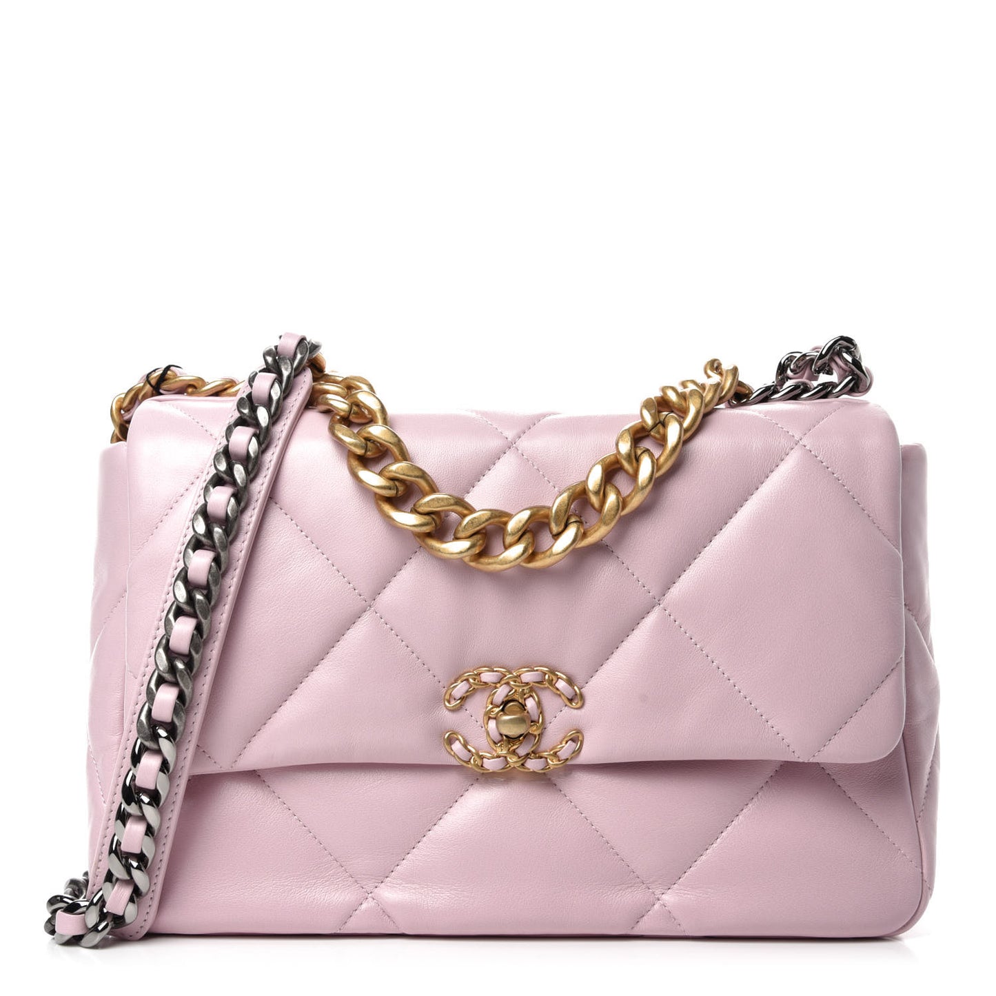 Lambskin Quilted Large Chanel 19 Flap Light Pink