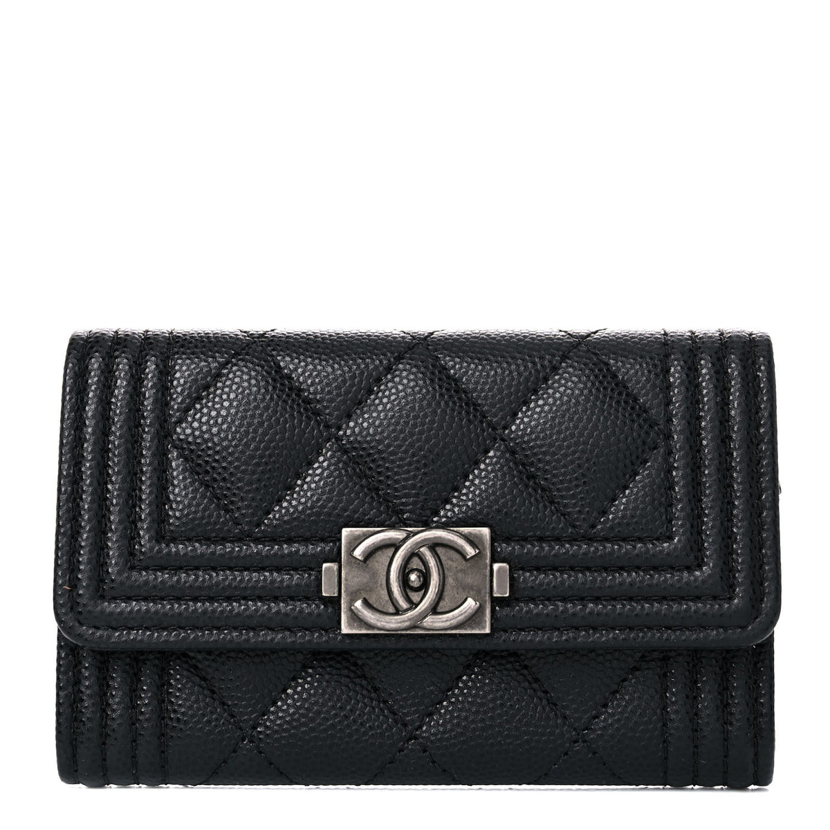 Chanel Caviar Quilted Boy Flap Card Holder Black 1 of 9