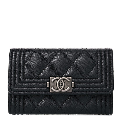 Chanel Caviar Quilted Boy Flap Card Holder Black 1 of 9